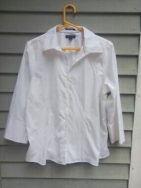 Lands' End White Pinpoint Oxford Womens Size 18